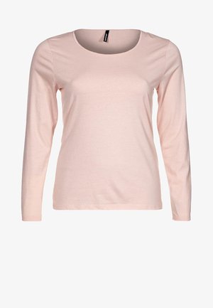 Długi rękaw T-shirt w jasnoróżowym kolorze, wykonany z miękkiej mieszanki bawełny. Posiada okrągły dekolt i gładką, lekką teksturę.