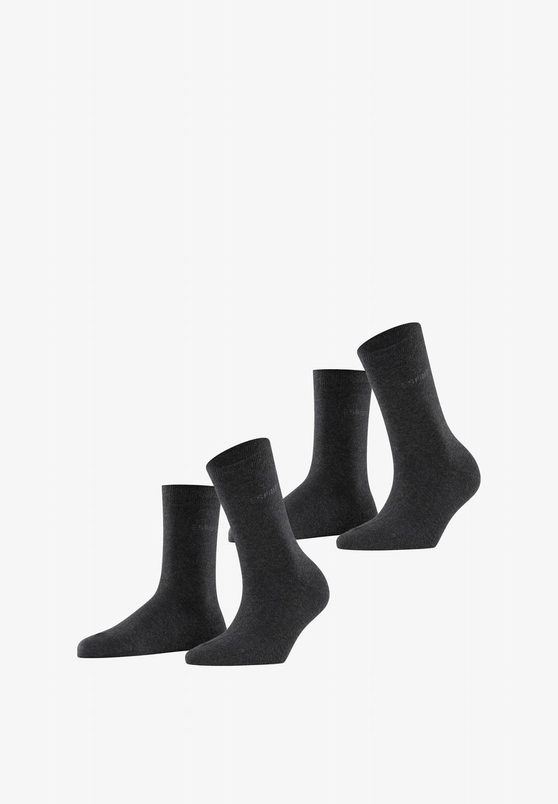 Four pairs of dark gray socks, made of a soft textured material, featuring a ribbed cuff and a seamless toe design.