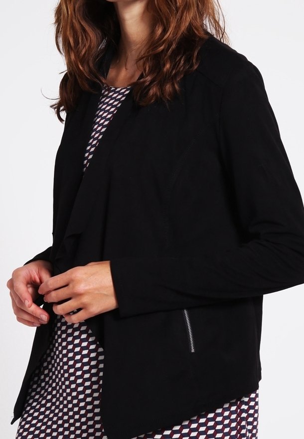 Veste En Cuir Noir Dorothy Perkins - Taille 12 - 3/4 Longueur - Occasion Très Bon état