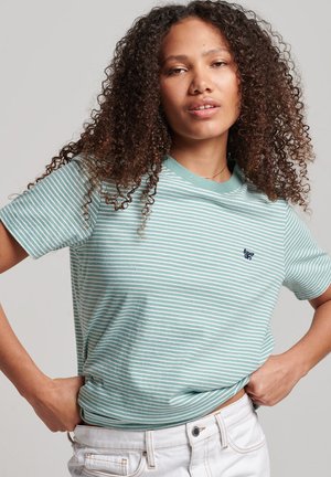 VINTAGE LOGO EMBROIDERED STRIPE - Print T-shirt - sage green rodeo white stripe