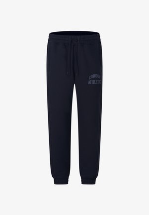 Navy sweatpants with an elastic waistband, adjustable drawstring, side pockets, and a printed "CORDON ATHLETIC" logo on front.