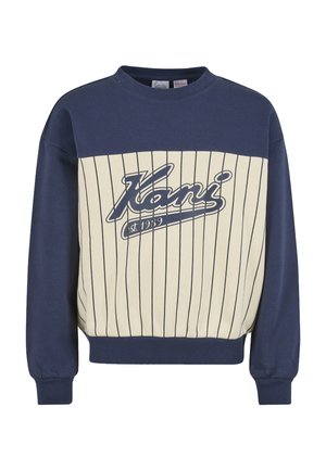 Karl Kani, VARSITY PINSTRIPE CREWNECK JUNIOR - Sudadera - dark blue off white