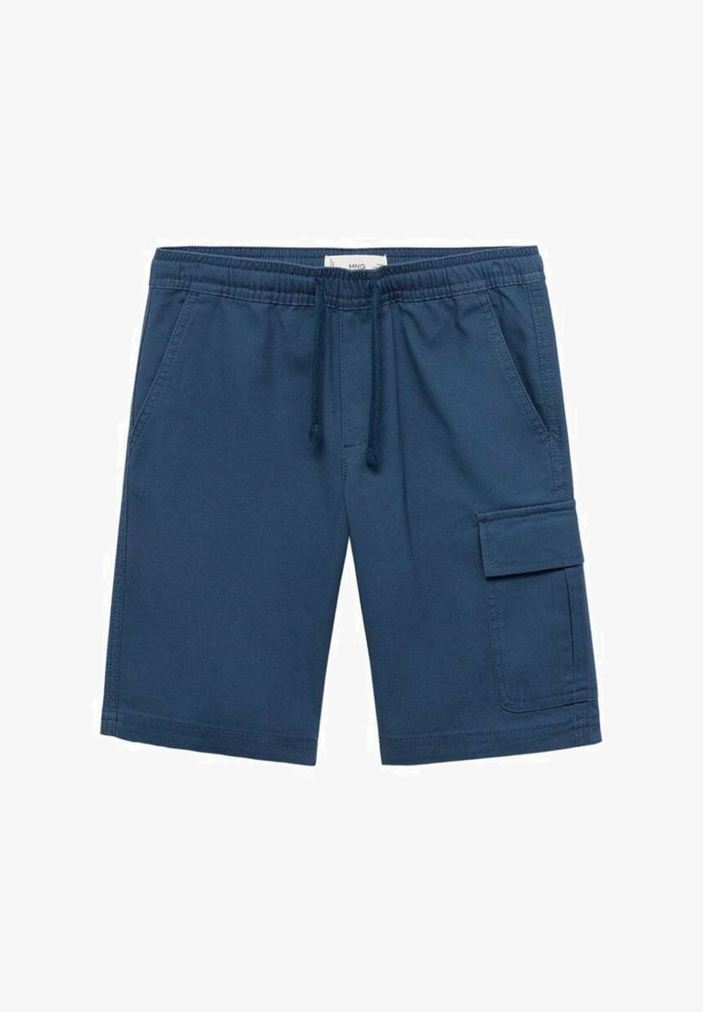 Marineblauwe cargoshorts van katoenmix, met een elastische tailleband, trekkoord, zijzakken en een patchzak op het been.
