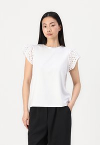 VILA VILUCE O NECK FLOUNCE - T-shirt basique - bright white