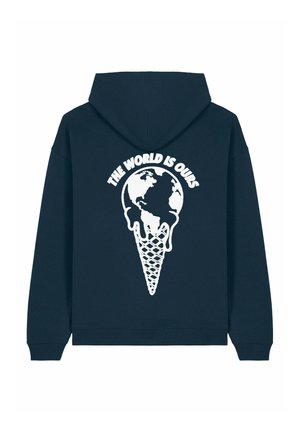 THE WORLD IS YOURS BACK PRINT UNISEX HEAVYWIEGHT - Hoodie - dark blue