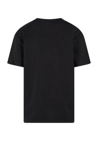 Sort bomulds t-shirt, korte ærmer, rund halsudskæring, almindelig pasform. Glat tekstur, ingen synlige mønstre eller grafikker.