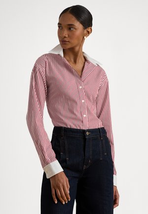 STRIPED COTTON BROADCLOTH SHIRT - Camicia - burgandy/white