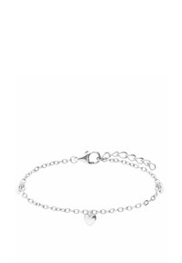 Sterling zilveren armband met een delicate ketting, voorzien van een klein hartje als bedel en een kreeftsluiting voor het sluiten. Eenvoudig, minimalistisch ontwerp.