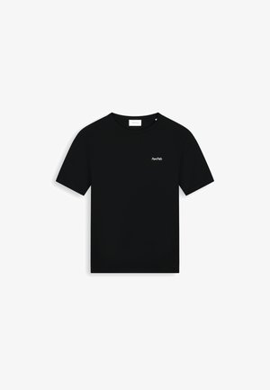 Zwart T-shirt met korte mouwen en ronde hals, met een kleine "Pure Path" tekstlogo op de linkerborst.