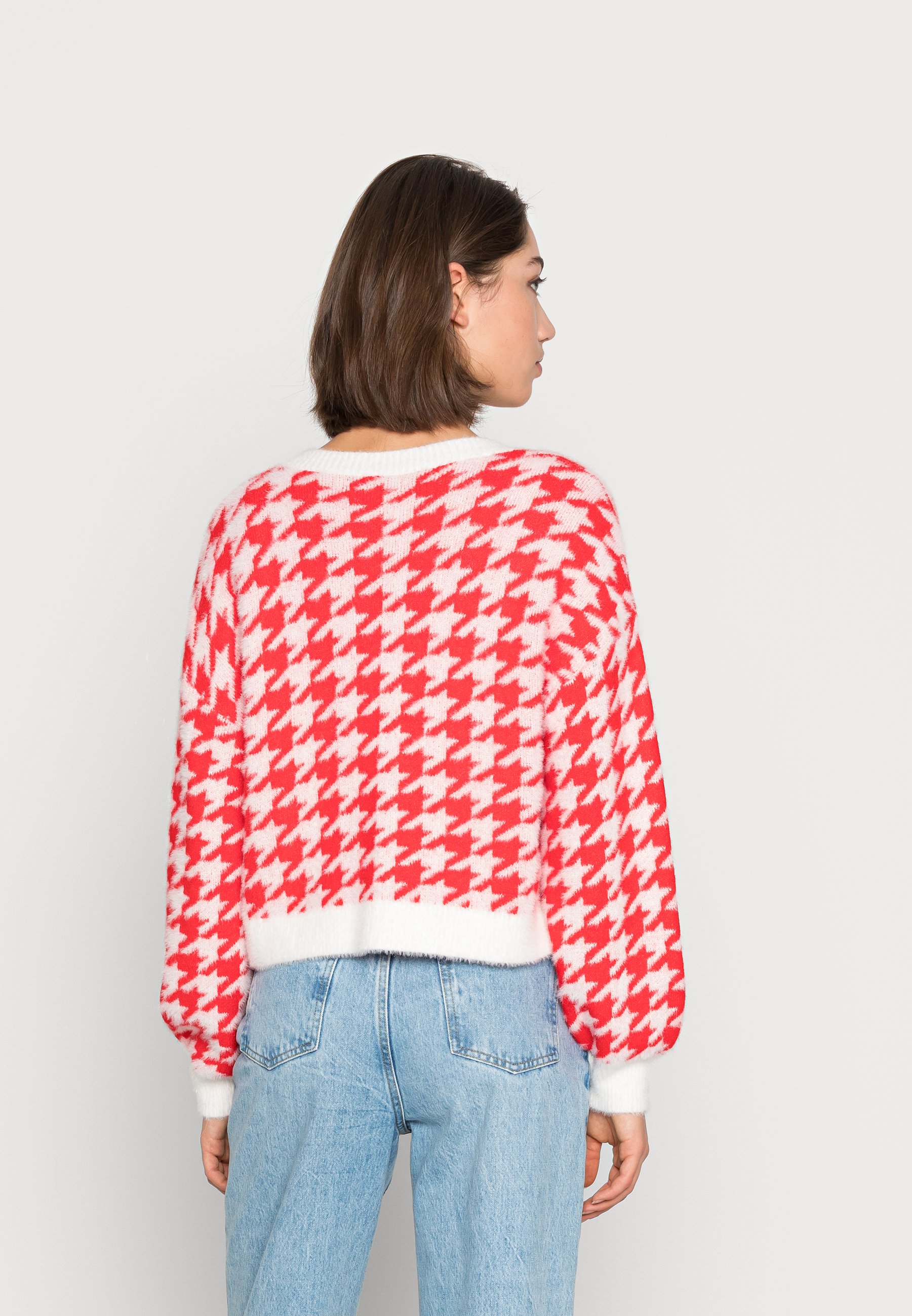 pink houndstooth cardigan