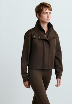 OYSHO, NEOPRENE-EFFECT DOUBLE-COLLAR JACKET - Veste légère - brown