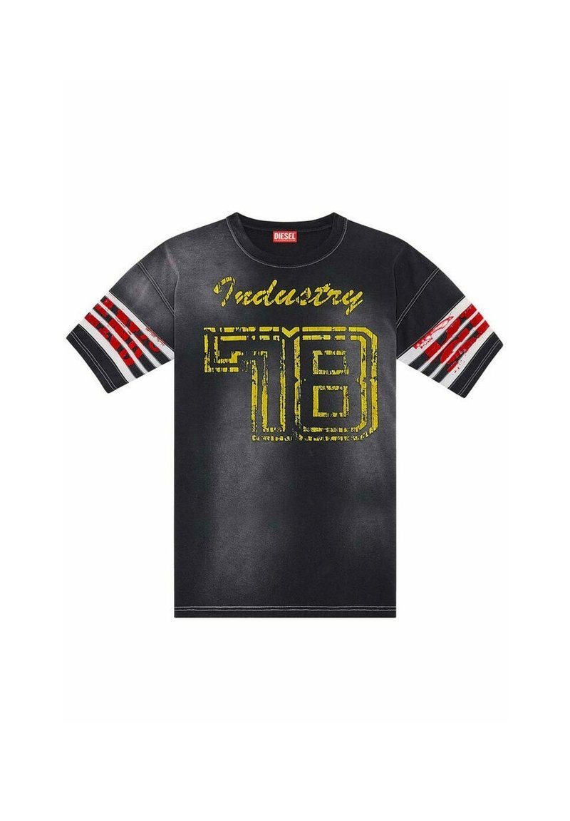 Diesel T-shirt print zwart denim/blackdenim