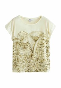 Next SHORT SLEEVE - REGULAR FIT - Bluse - ecru and green leaf print