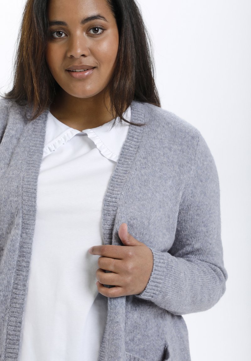 Damen Strickjacken | Kaffe Curve Strickjacke tradewinds melange/grau-meliert - RD74967 Damen Strickjacken | Kaffe Curve Strickjacke tradewinds melange/grau-meliert - RD74967