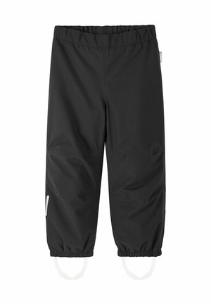 Schwarze wasserdichte Hose mit elastischem Bund, elastischen Bündchen und zwei Seitentaschen. Mit reflektierenden Akzenten für Sichtbarkeit.