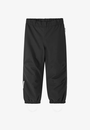 Czarne wodoodporne spodnie z elastycznym pasem, elastycznymi mankietami i dwiema bocznymi kieszeniami. Posiadają elementy odblaskowe zwiększające widoczność.