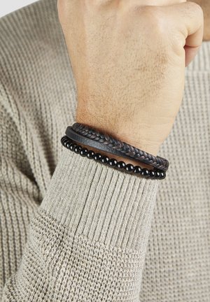 s.Oliver, LEATHER BEADS - Bracelet - schwarz