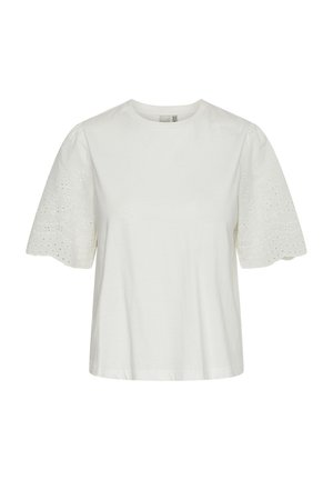 YAS LEX SS W EMB SLEEVES S NOOS - Nyomott mintás póló - star white