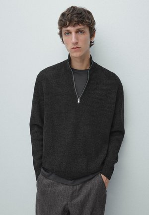 WITH ZIP - Maglione - dark grey
