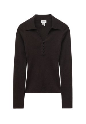 & OTHER STORIES, & OTHER STORIES BUTTON-DETAIL WOOL TOP - Polo - dark brown