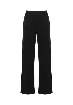 Pantaloni sportivi neri a gamba dritta con vita elasticizzata, tasche anteriori e tessuto morbido per un uso casual.