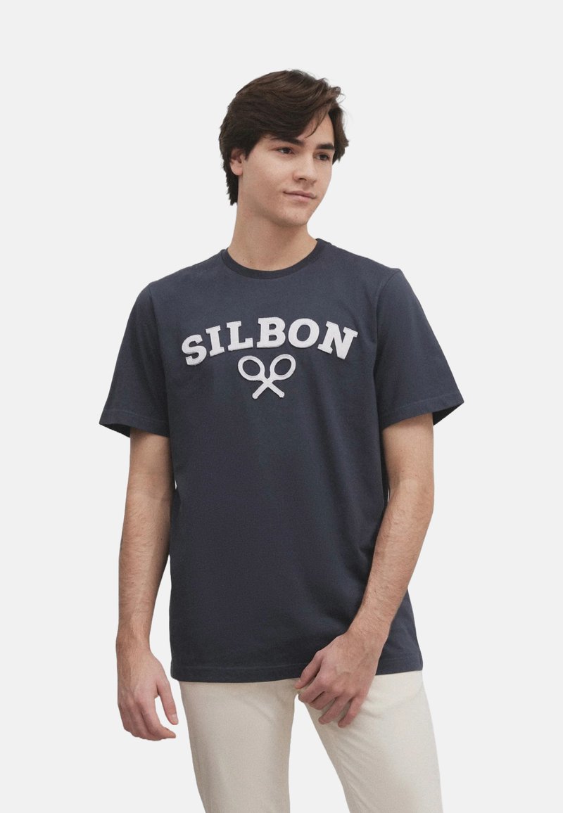 Silbon RAQUETA - Camiseta estampada - azul marino