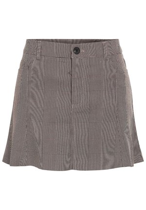 Gonna a quadri in bianco e nero, realizzata in tessuto leggero, con una cintura dotata di bottone e un design plissettato per un tocco di dettaglio.