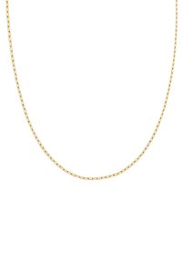 Collier en chaîne en or avec des maillons ovales allongés, présentant une finition polie et une texture uniforme sur toute sa longueur.