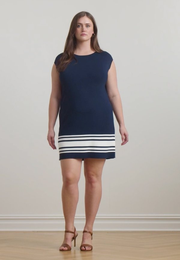 TWO TONE CAP SLEEVE SHIFT SWEATER DRESS - Shift dress3