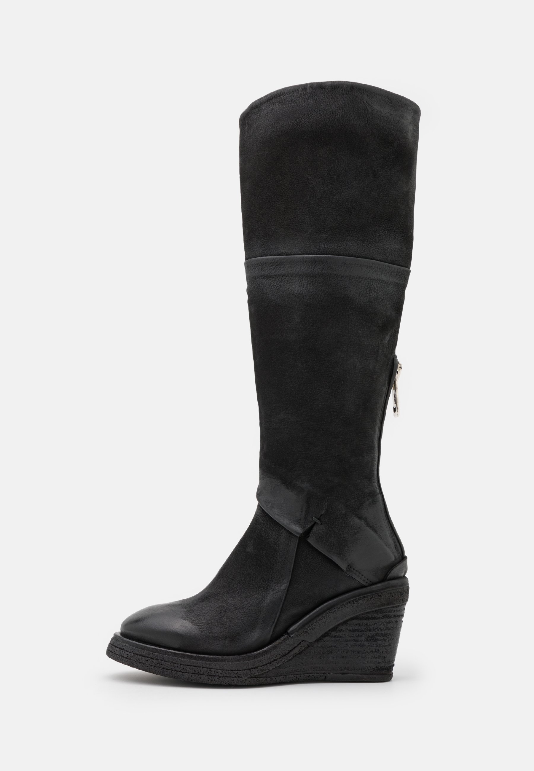 black wedge boots uk