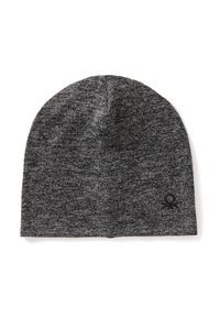 Cappellino grigio lavorato a maglia con motivo testurizzato, caratterizzato da un piccolo logo nero in basso a destra. Tessuto morbido, vestibilità aderente, corona arrotondata.