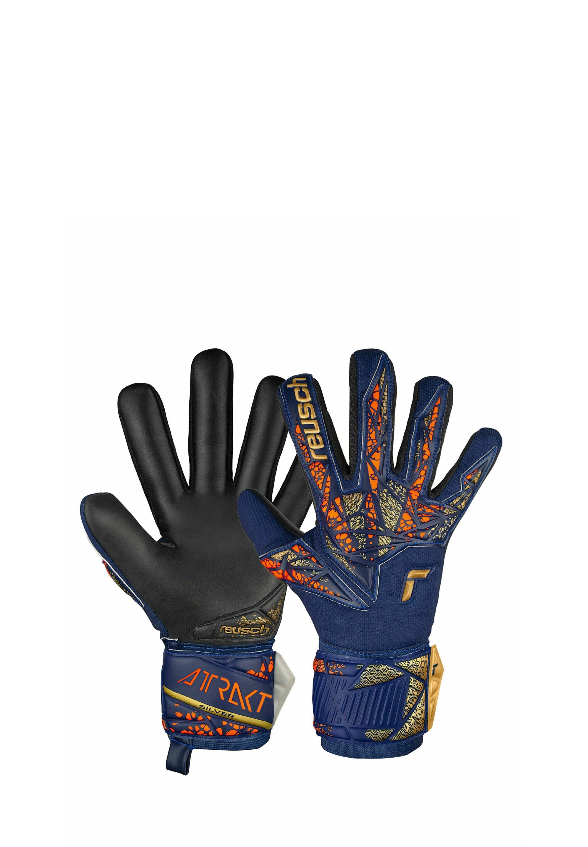 Rękawice Bramkarskie Dziecięce Reusch Attrakt Silver Roll Finger Vapor Gray Safety Yellow Deep Blue