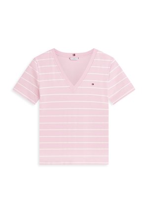 Tommy Hilfiger, SLIM CODY V NECK - Lihtne T-särk - bonita pink/ecru