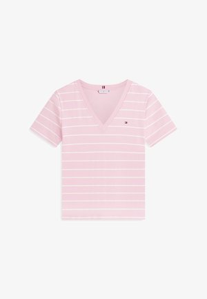Tommy Hilfiger, SLIM CODY V NECK - Lihtne T-särk - bonita pink/ecru