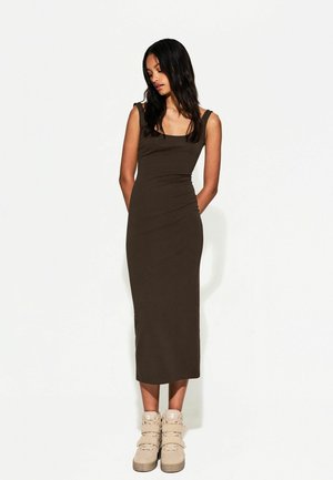 Bershka STRAPPY - MIDI - Tubino - mottled dark brown