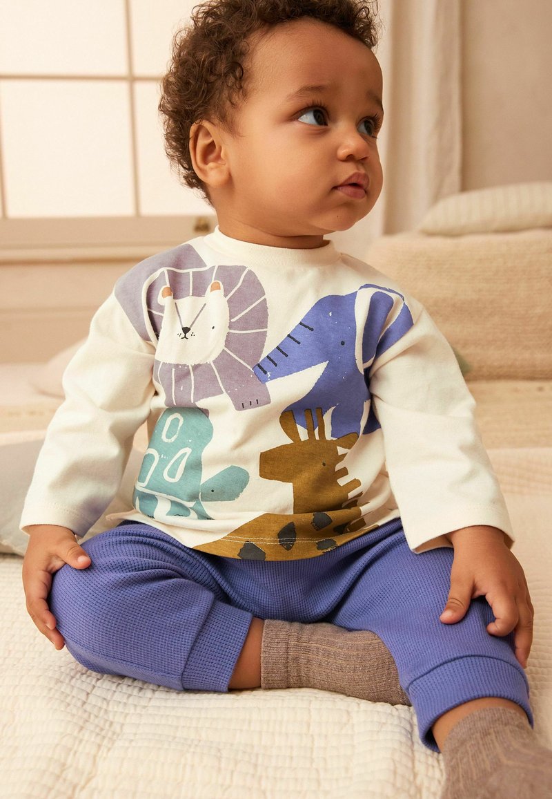 Next 2 PIECE SET - Leggings - Pantaloni - white  blue safari character