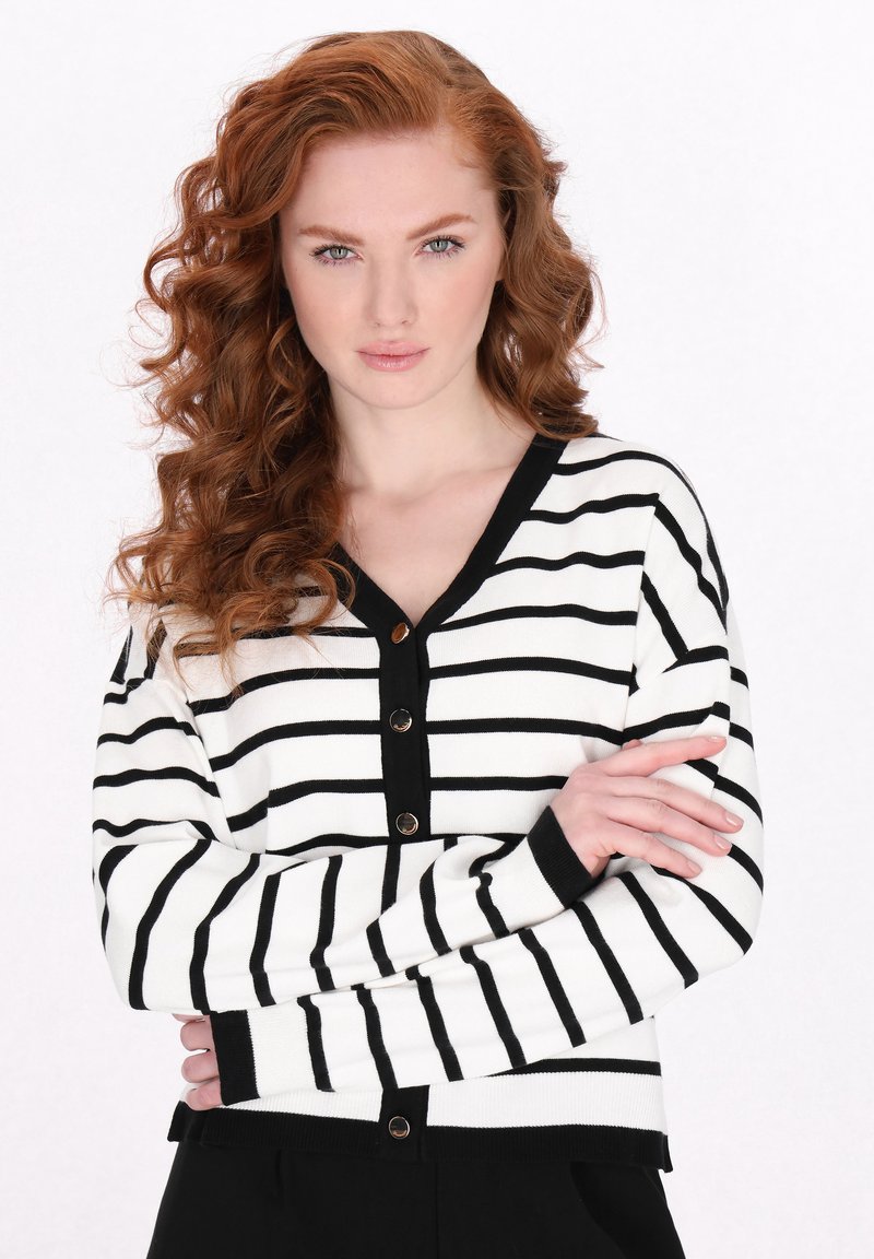 DreiMaster Kardigán - black white stripe