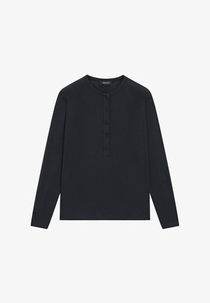 Massimo Dutti, LONG SLEEVE HENLEY T-SHIRT - Longsleeve - dark blue