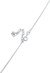 Sterling silver chain necklace with a fine, twisted design. Features a lobster clasp and an adjustable length with additional links.