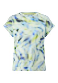 T-shirt a maniche corte in tessuto leggero, con un motivo ondulato di tonalità blu, verde e bianco, col collo a giro e una vestibilità rilassata.