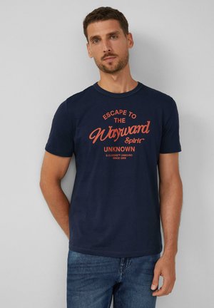 MIT ARTWORK UND NAHT-DETAILS - Print T-shirt - navy