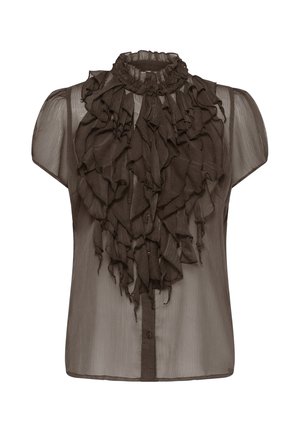 Saint Tropez, LILJASZ CRINKLE SHORT SLEEVE - Bluza s gumbima - chocolate brown