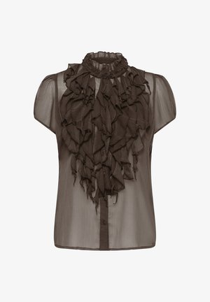 Saint Tropez, LILJASZ CRINKLE SHORT SLEEVE - Blusa - chocolate brown