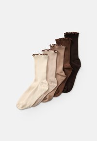 5 PACK CONTRAST FRILL EDGE - Kojinės - neutrals/offwhite/brown