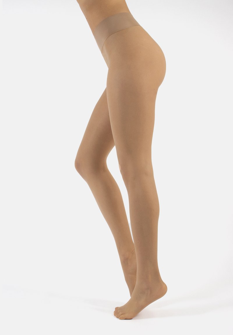 Collant trasparenti nudi con una finitura liscia e opaca. Presentano un comodo elastico largo in vita e un design aderente che valorizza le gambe.