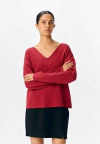 Object OBJREYNARD V-NECK - Strickpullover - karanda red