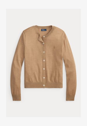 Polo Ralph Lauren, MERINO WOOL CREWNECK CARDIGAN - Gilet - collection camel melange