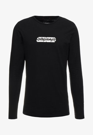 Maglietta nera a maniche lunghe in cotone, con una grafica bianca che riporta la scritta "ORIGINALS" sul petto in uno stile usurato.