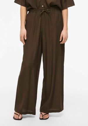VILA WIDE-LEG TROUSERS VIBETTE HIGH WAIST - Pantalon classique - slate black