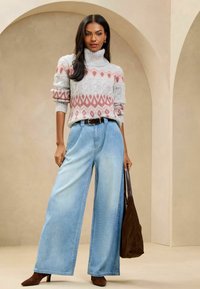 Lipsy REGULAR FIT - FAIRISLE CABLE COWL NECK  - Vesta - grey